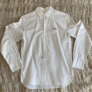 Maison Kitsune Oxford button down tricolor fox.